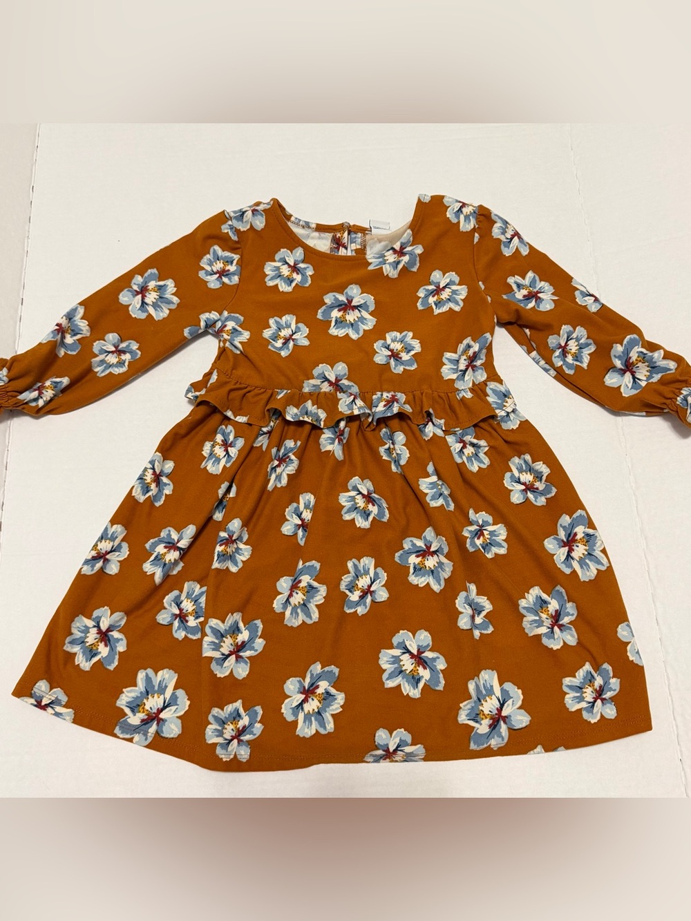 Old Navy Rust Floral Long-Sleeve Girls Dress